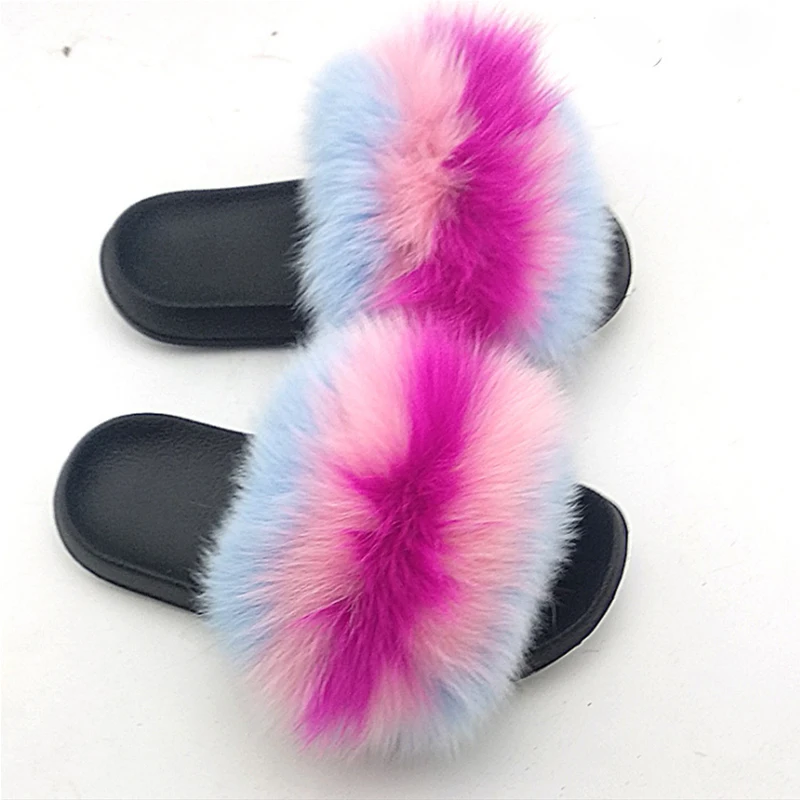 
New arrival pink fur slipper Mink Fur Slides wholesale fur slippers 