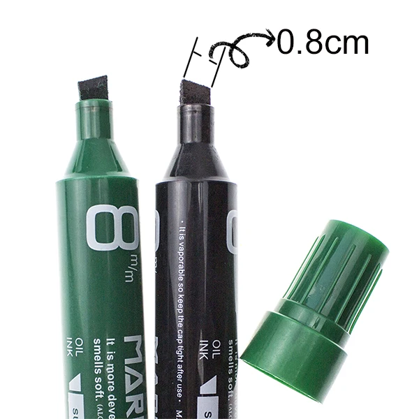 Eco-Friendly Jumbo Green Permanent Markers With 1CM Tip