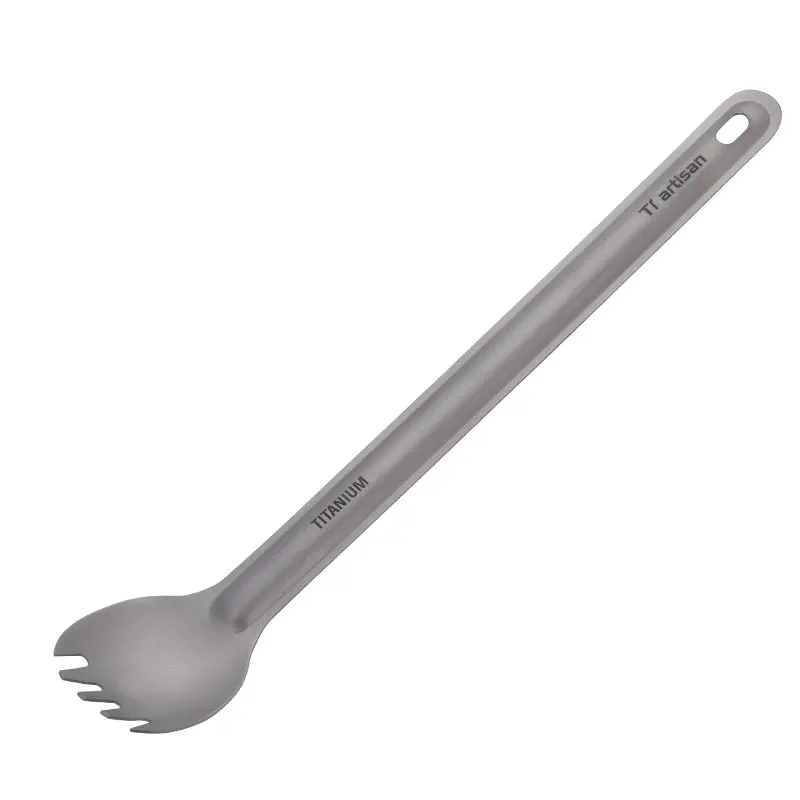 Titanium Long Outdoor Handle Spork with Ultralight Waterproof Bag