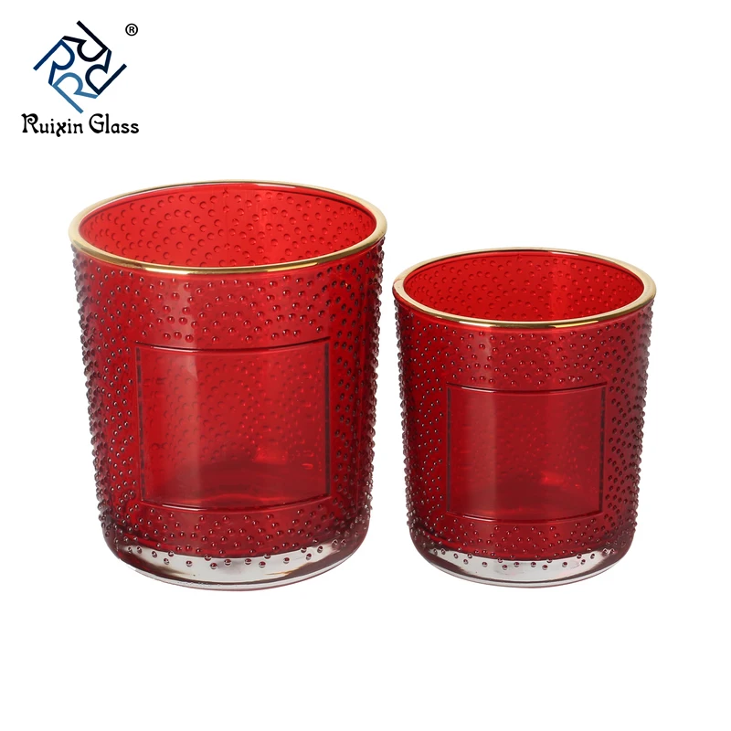 Electroplating Colored Candle Glass Holders Gold Rimmed