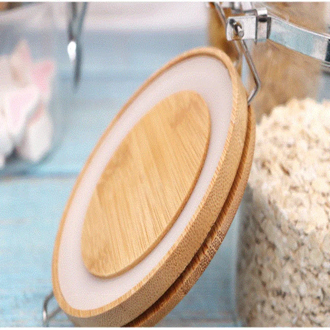 high  borosilicate glass jar with metal clip lid for kitchen glass storage jar