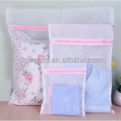3-Piece L / M / S Size Laundry Mesh Wash Bags set Durable Coarse Mesh Laundry Bag with Zip White Laundry Mesh Bag