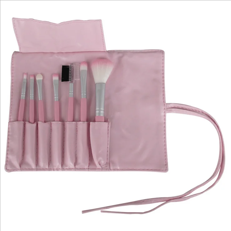 7 шт. розовая Кисть для макияжа в форме сердца девочки с упаковкой и расческа для ресниц и бровей кисти для макияжа