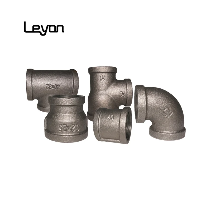 ANSI standard pipe fitting names and parts china pipe 90 deg elbow threaded tee fitting black malleable iron fittings