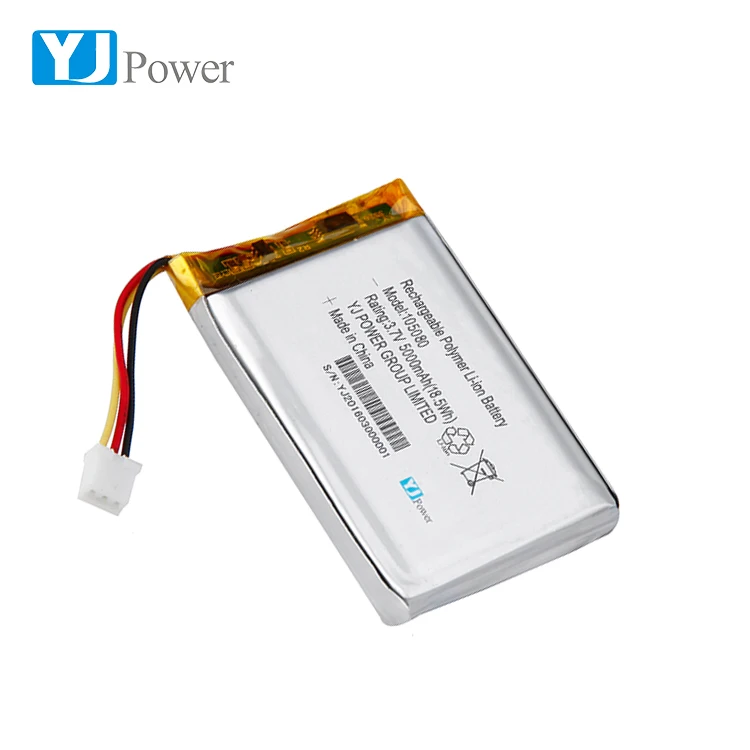 Rechargeable YJ105080 5000mAh 3.7v Lithium ion polymer lipo battery for Electric Power Systems