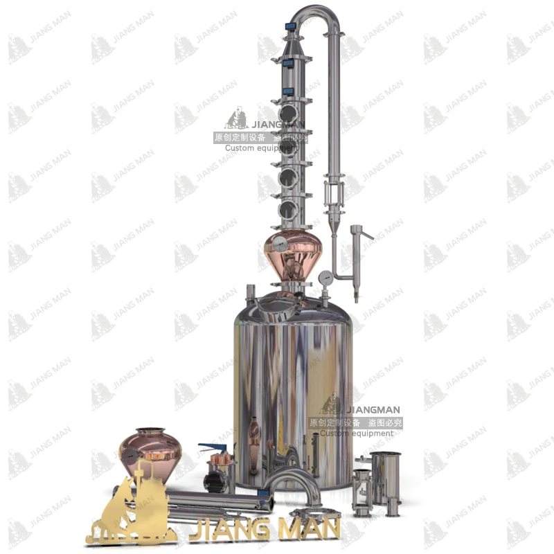 [JiangMan]-Micro Distillery Equipment Home Vodka Distiller 50L 100L 150L 200L 4' 6' Copper Plate Reflux Column Distillery