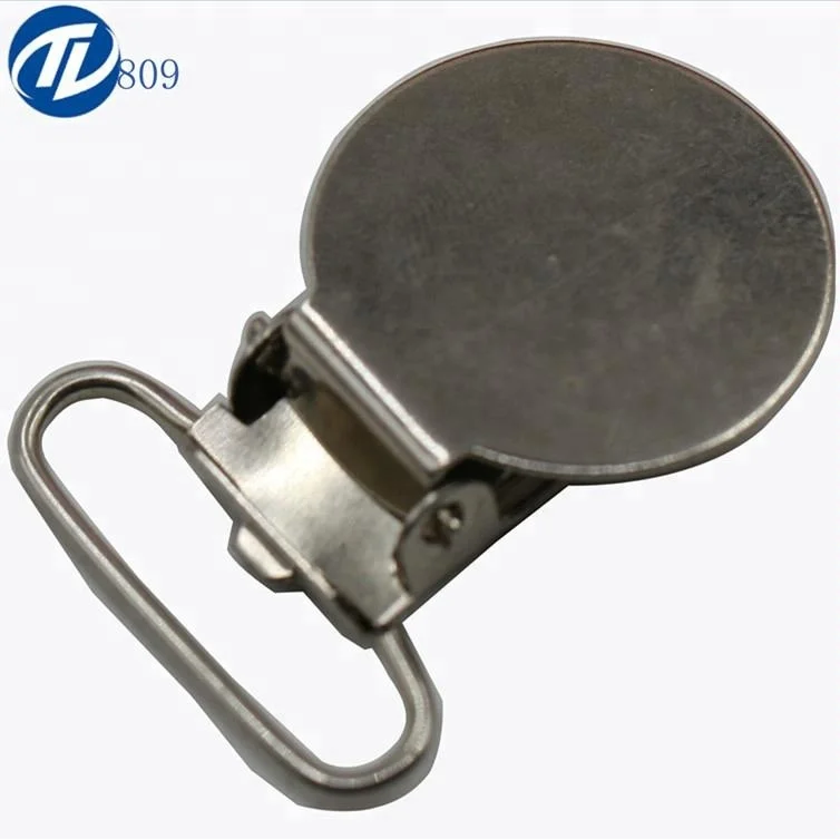 Round shape metal suspender clip baby pacifier clip