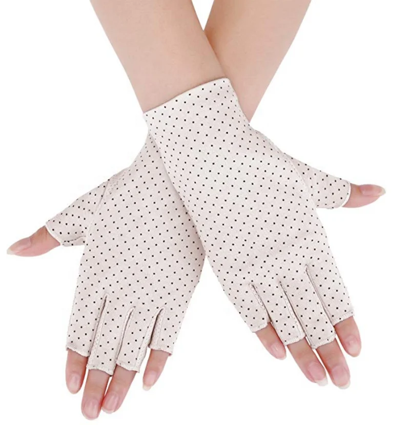 Модные женские солнцезащитные перчатки без пальцев УФ солнцезащитные легкие хлопковые перчатки для вождения