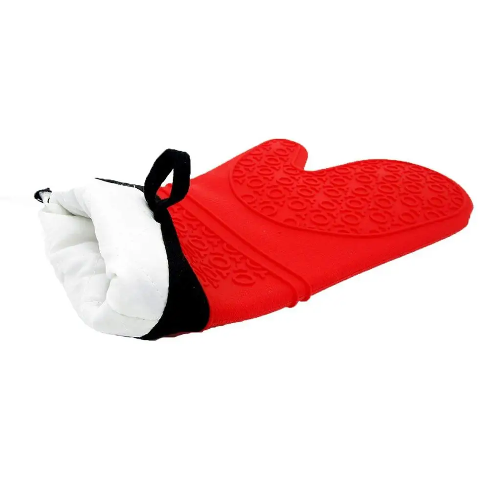 Heat Resistant Oven Gloves, Silicone Oven Hot Gloves- Extra Long Professional Baking Latex Gloves ( Red )