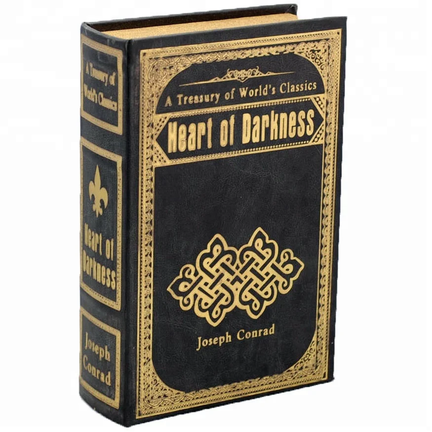 HEART OF DARKNESS BY JOSEPH CONRAD GOLDEN PATTERN ON VINTAGE BOOK BOX FOR HOME DECOR