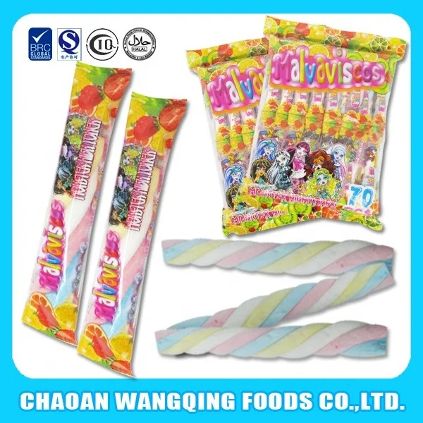 Hot selling factory customized wholesale fruit flavor color long shape Twizzlers independent packaging halal marshmallows