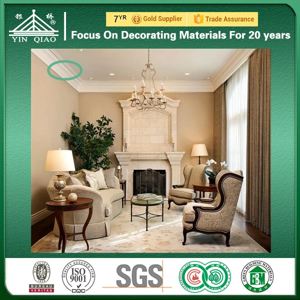 Interior Classical Ceiling Decorating Design Fireproof Plaster Cornice Moulding