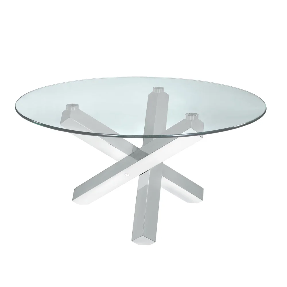 Tempered glass top  stainless steel frame Dining table