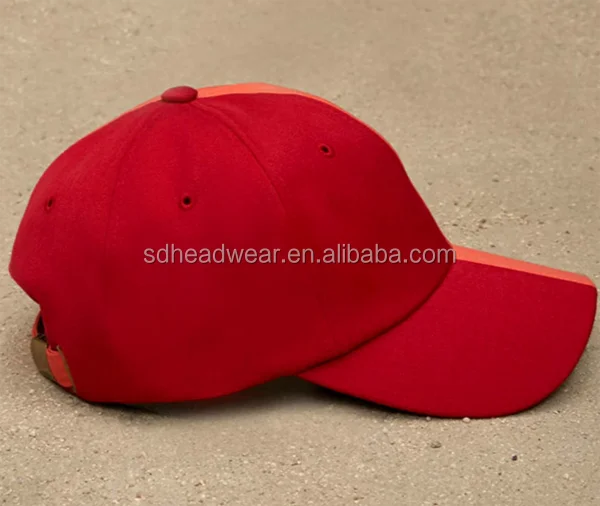 Colorblocking sweatband lining custom logo plain red split dad cap with adjustable back strap