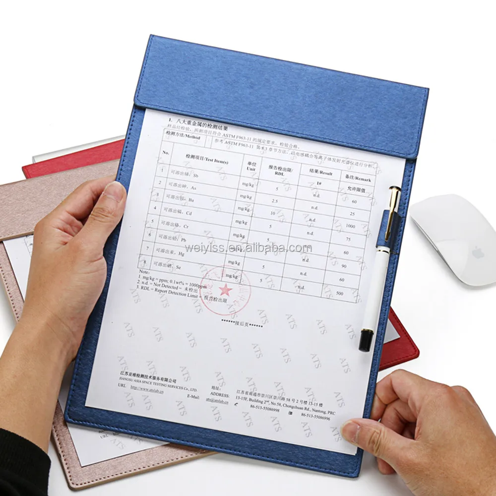 Office Meeting Conference A4 PU Leather Document Organiser Magnetic Writing Clipboard Folder with Pen Holder