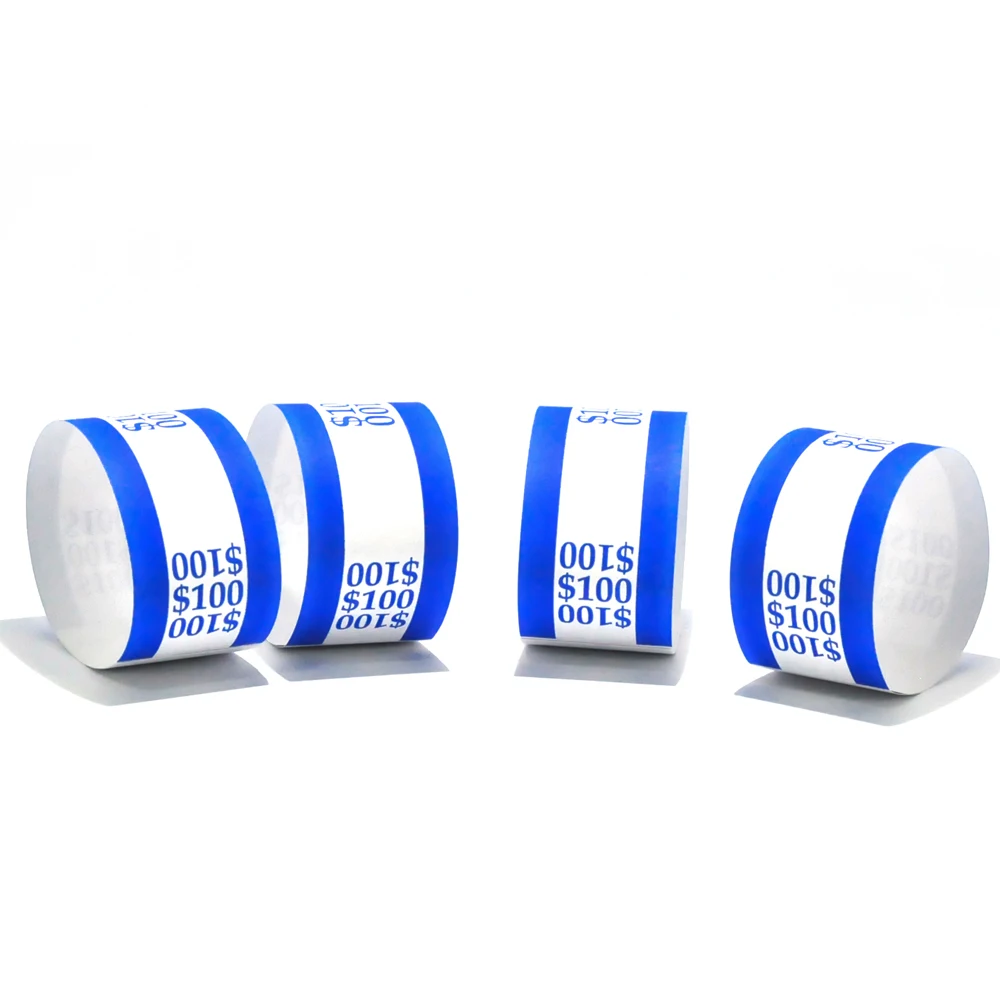 Custom Design Pre-sealed currency bands with stickcy end for organizing money