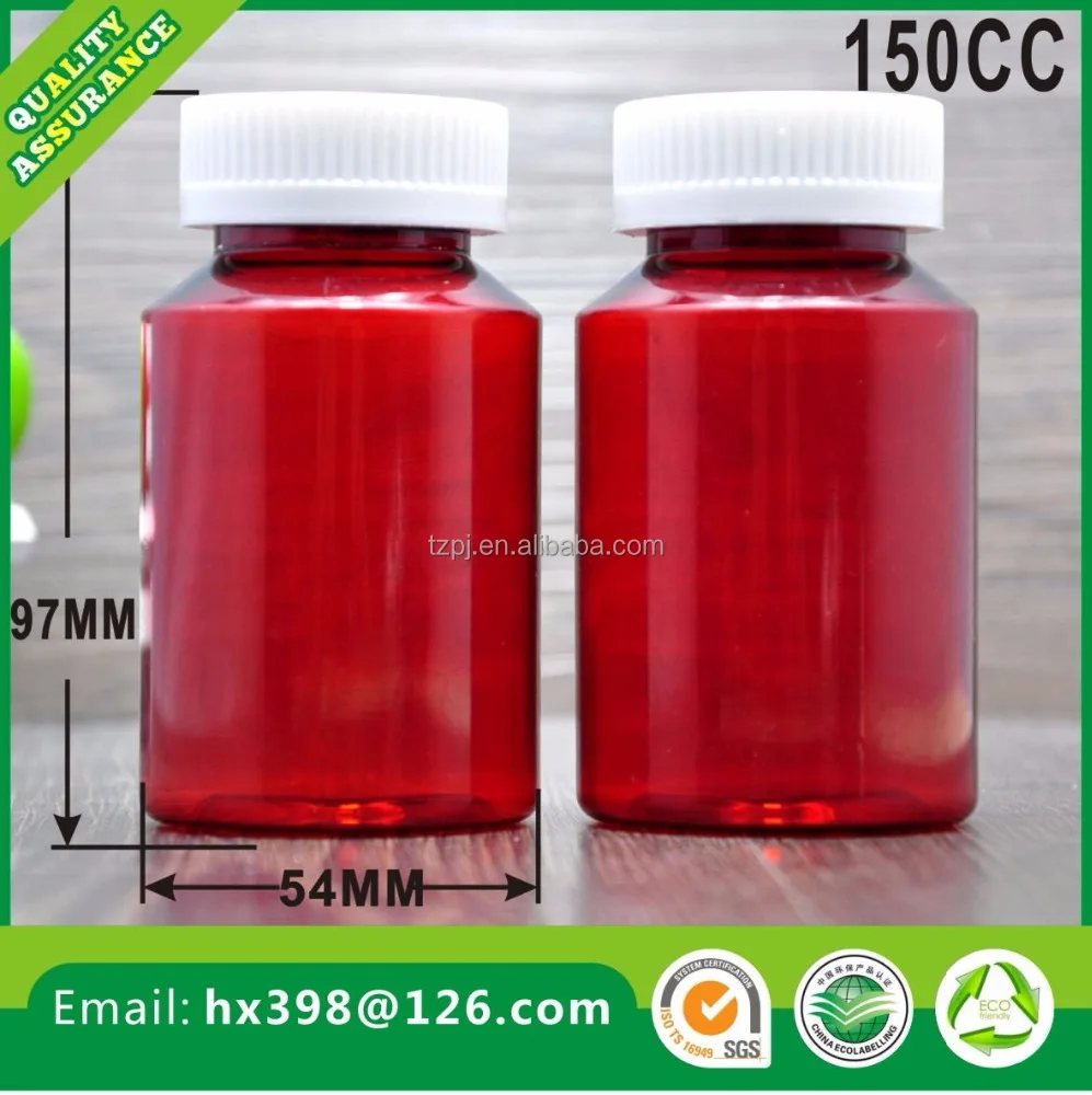 150cc янтаря ПЭТ таблетки круглые пластиковые бутылки с белых caps