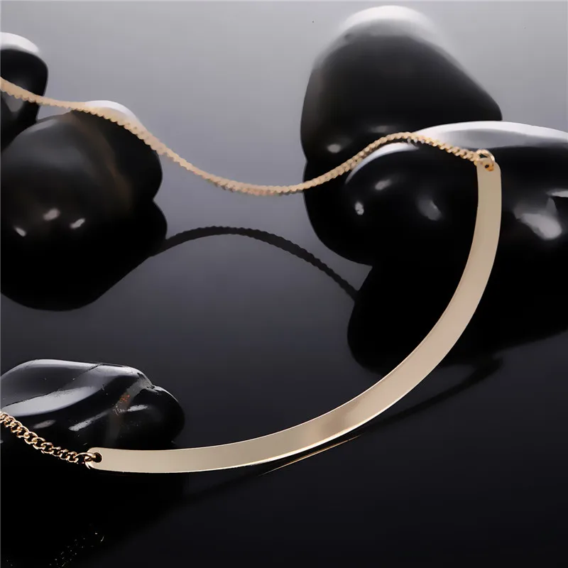 Metal Curved Bar Necklace Gold Plated Choker Necklace For Women Birthday Party Gifts