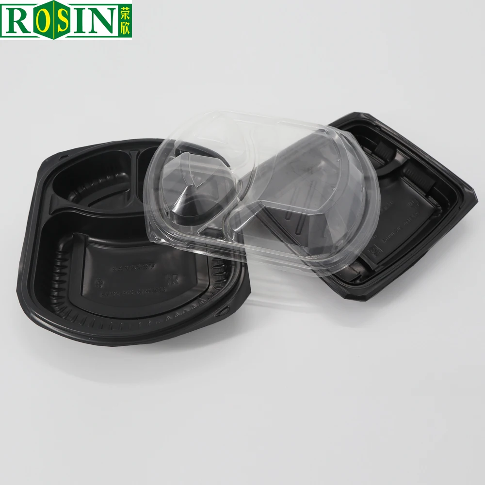 Оптовая продажа 2024 твердая пригодная для использования в микроволновой печи одноразовая пластиковая блистерная разлагаемая коробка еды на вынос с