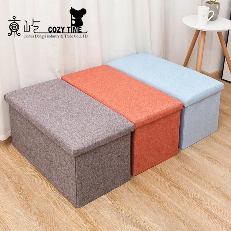 
Large Capacity Linen Fabric Folding Storage Foot Rest Pouf 