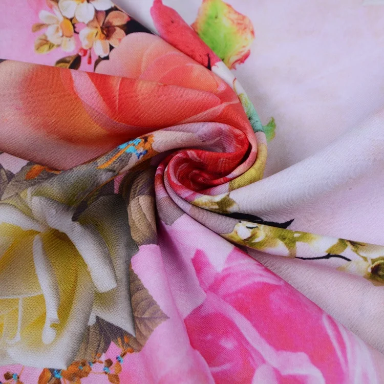 Высокое качество, оптовая продажа, мягкая на ощупь ткань из вискозы с большим цветочным принтом
