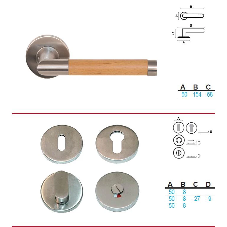 Modern L shape stainless steel door handle with escutcheon 16mm