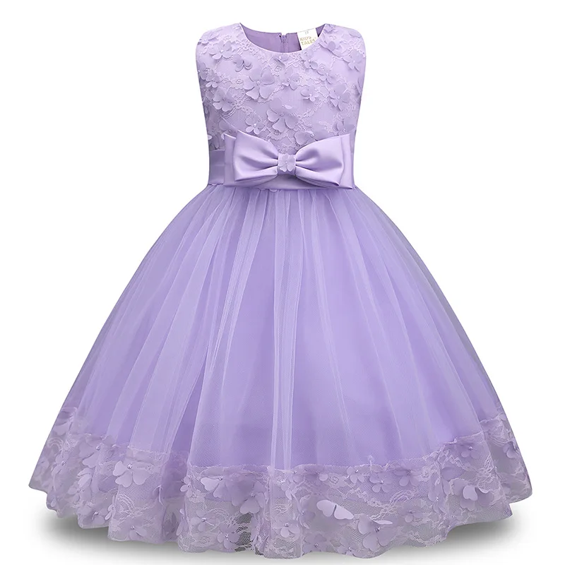 
Girl sleeveless lace Tutu 3D flower petals butterfly holiday wedding princess dress gown 