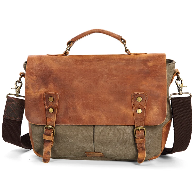 
Wholesale Vintage Canvas Casual Business Messenger Bags Custom Logo Laptop Handbags For Men 