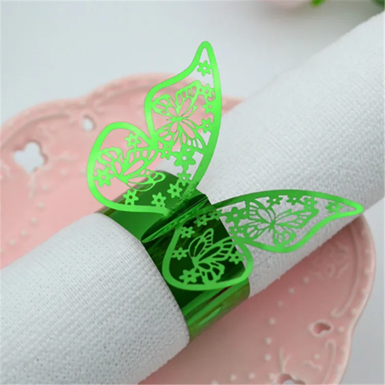 Nice gold laser cut butterfly napkin ring wedding table decoration for wholesale
