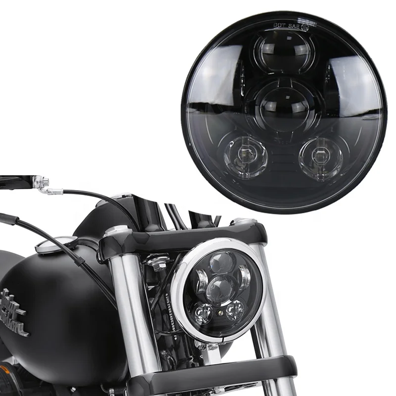 5.75 Inch Super Bright LED Headlight for Motorcycles Black Waterproof Shockproof Aluminum Metal 5.75 Motorcycles Headlights