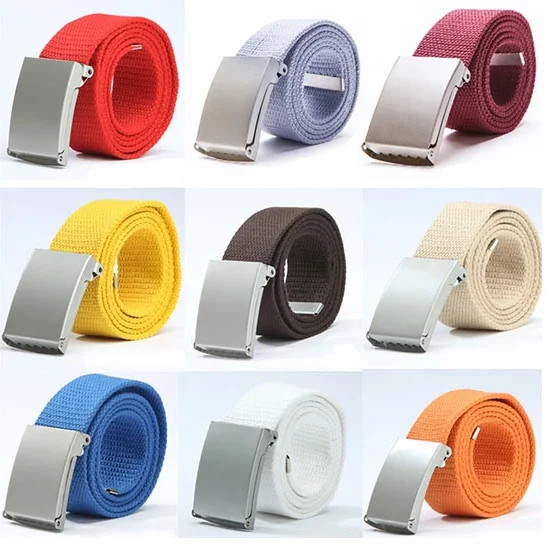 2023 Wholesale Garment Accessory Cam Buckle Webbing Belt Braided Belt for Men fabric belt metal