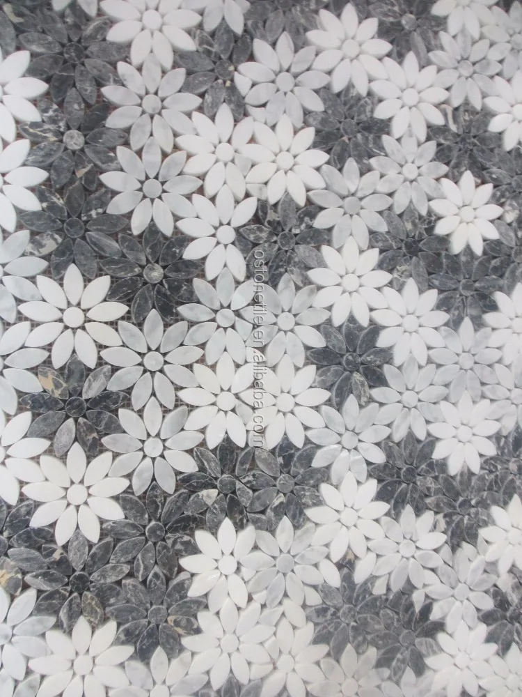 2017 natural water jet bianco carrara flower marble mosaic bathroom wall tile