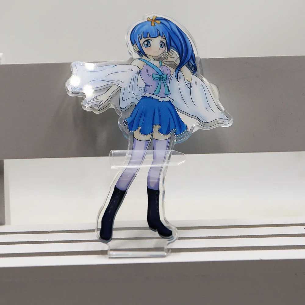 Custom laser cut printed logo anime figure acrylic keychain display stand