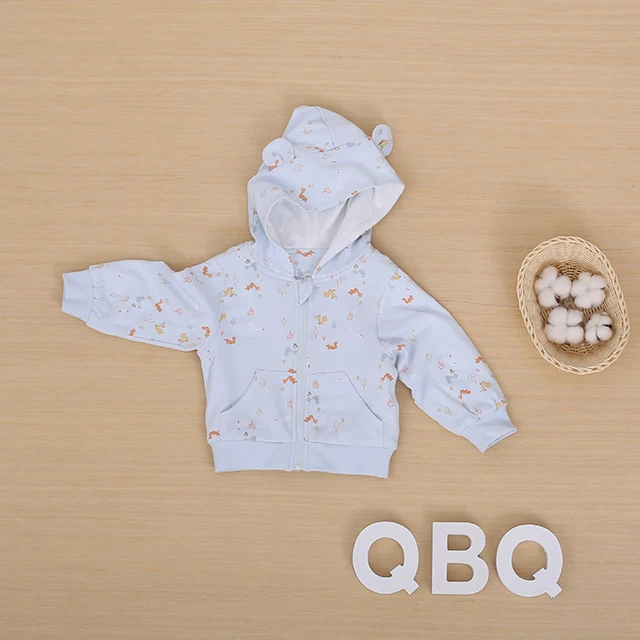 
100% cotton printed squirrel pattern zipper coat 