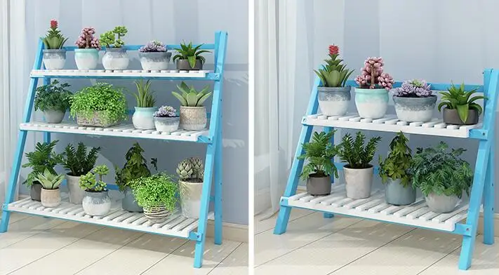 
2 tier wooden corner standing plant display stand shelf 