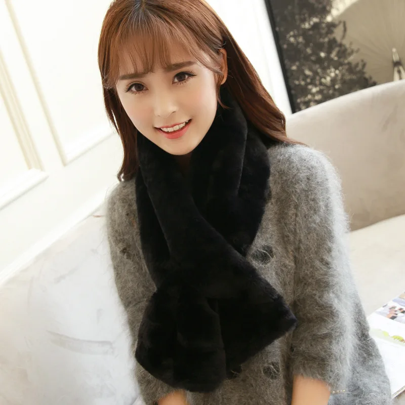 2018 Korean version of Dongdaemun solid color rabbit hair winter thick warm scarf
