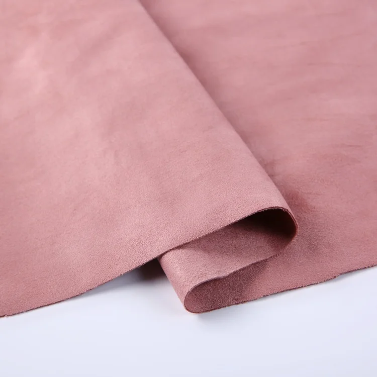Weft pink fabric textile polyester anti wrinkle suede fabric for women clothes