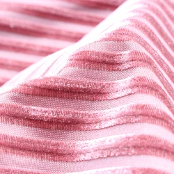 Polyester Spandex Striped Velvet Fabric for Dress