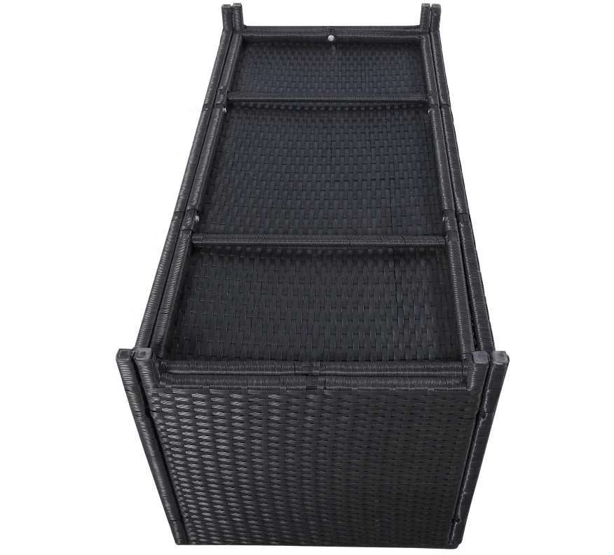 Rongjiu high quality plastic rattan garden storage box yards used outdoor furniture