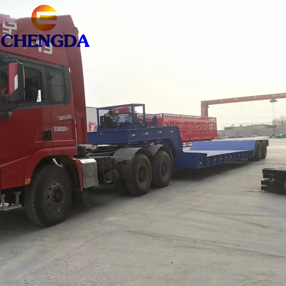 60T 80T 100T Multi axles Lowbed low boy removable gooseneck trailer