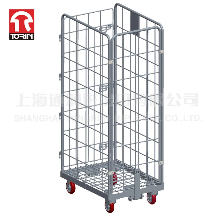 Torin SWK1042-WOT Steel multi-layer movable folding cargo storage steel roll container	roll cart