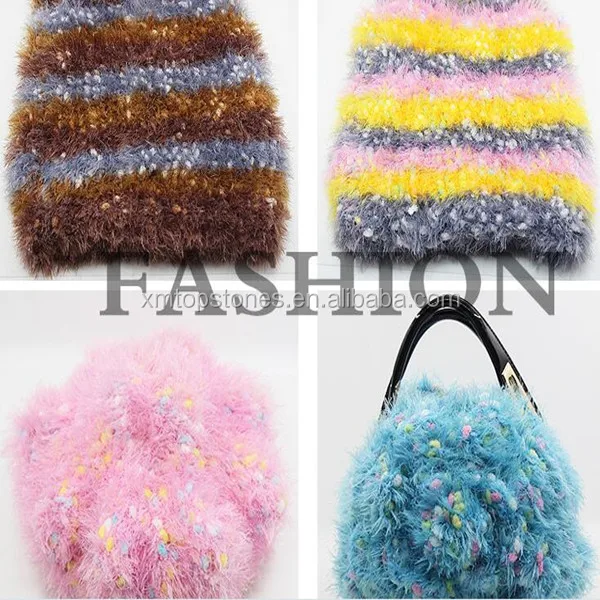 Colorful pearl velvet hand knitting yarn fancy yarn in good quality for baby