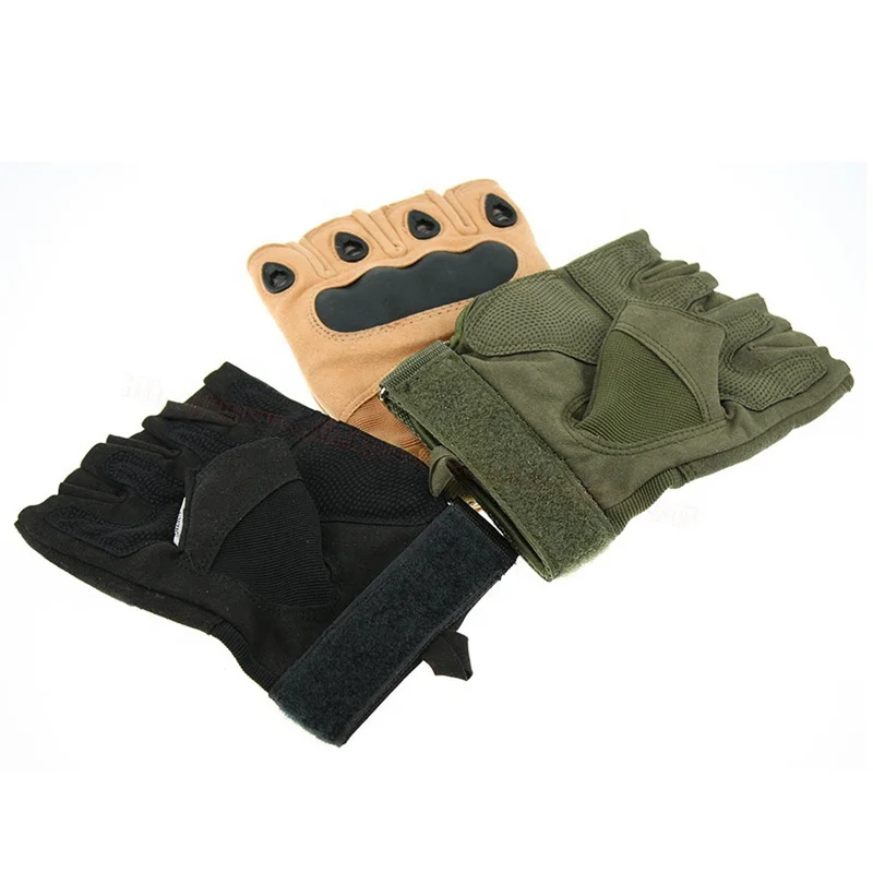 Outdoor Motorcycle Hard Knuckle Fingerless Gloves Motorbike Motocross Military Tactical Hunting Cycling Half Finger Protective