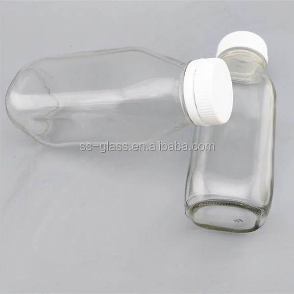 Hot sale cheap price 300ml 500ml french square glass juice /milk bottle