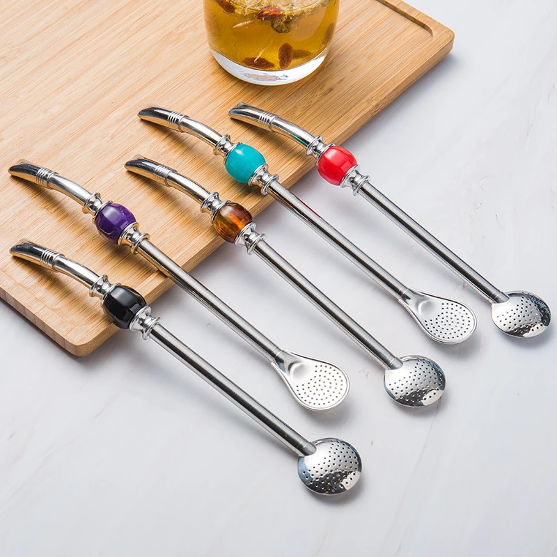 New Style Yerba Mate Stainless Steel Drinking Straws With Filter Spoon