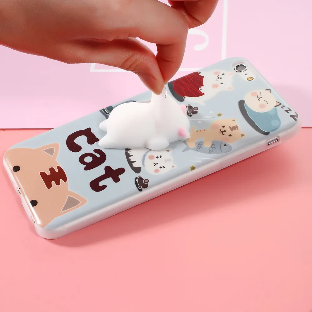 
Squishy Cat Phone Case 3D Cartoon Cute Soft Silicone Animal Cover Case for Iphone 6 6Plus 6s 6sPlus 7 7Plus with Squeeze 