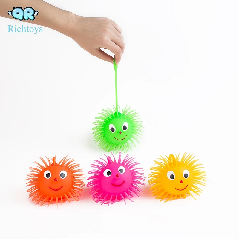 Assorted Colors Novelty light up yoyo Puffer Balls with Eyes