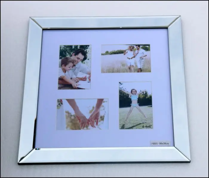 2x2 is total 4 photo picture frame with bevel mirror glass for lovers and family picture frame