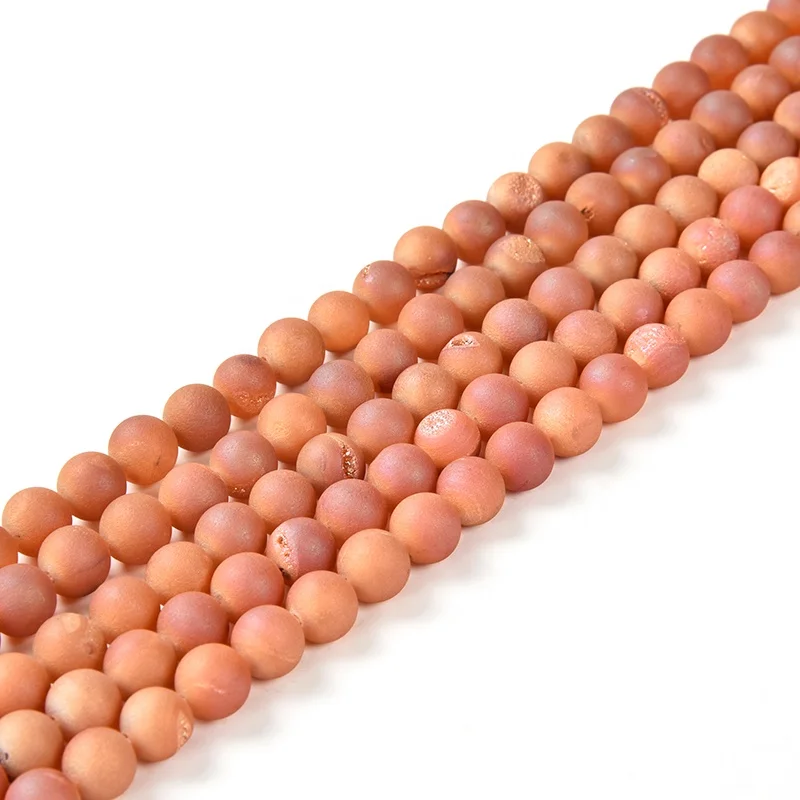 10MM Wholesale  Electroplated Semi-Precious Natural Druzy Agate Stone Gemstone Round Beads For Jewelry Makingg