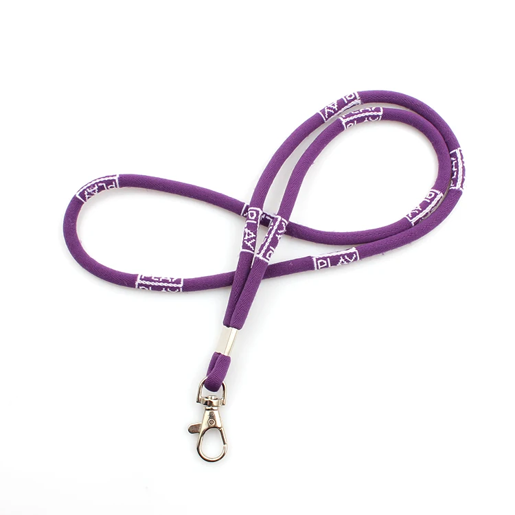 Cheap jacquard round cord rope lanyard custom woven neck strap